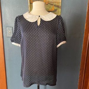 Anthropologie Hi There label from Karen Walker white polka dot silk shirt